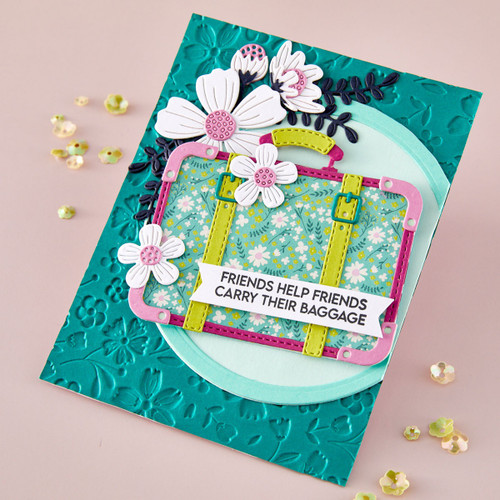 Spellbinders Clear Stamp & Die Set-Retro Suitcase & Sentiments - 5A003QYR-1HMH4