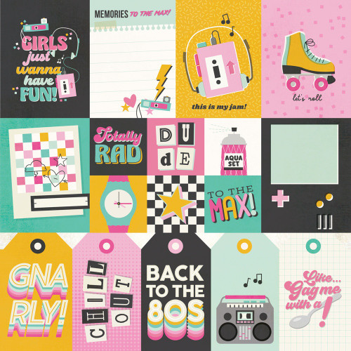 25 Pack - Simple Stories Totally 80's Double-Sided Paper 12"X12"-Elements 1 - 5A003Q47-1HKJZ
