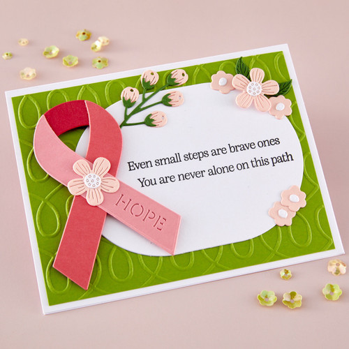 Spellbinders Clear Stamp & Die Set-Awareness Ribbon & Sentiments - 5A003QYG-1HMH6