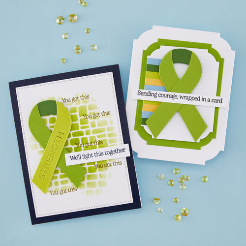 Spellbinders Clear Stamp & Die Set-Awareness Ribbon & Sentiments - 5A003QYG-1HMH6