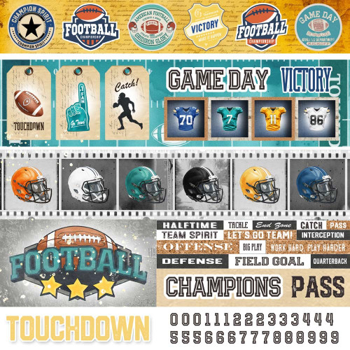 Memory Place Touchdown Football Cardstock 12"X12"-Big Play - 5A003QX9-1HMG5
