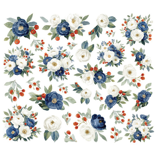 Simple Stories Floral Bits & Pieces Die Cuts-Vintage Sand & Sea - 5A003Q5B-1HKLQ