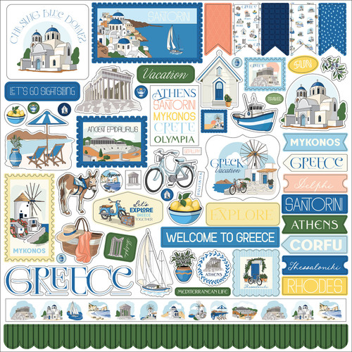 Carta Bella Elements Cardstock Stickers 12"X12"-Greece - 5A003QVZ-1HMBX - 810208649235