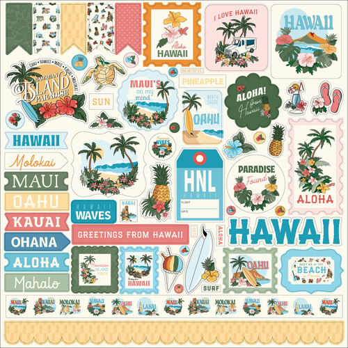 Carta Bella Elements Cardstock Stickers 12"X12"-Hawaii - 5A003QW2-1HMCC - 810208649099