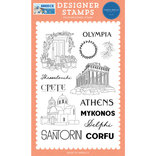 Carta Bella Stamp Set-Travel Through Greece - 5A003QW3-1HMC9 - 810208649365