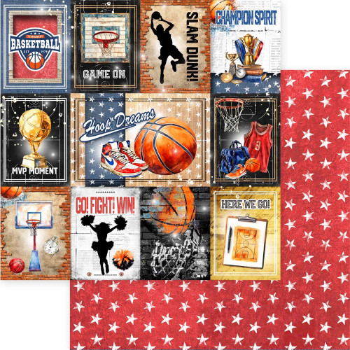 Memory Place Basketball Cardstock 12"X12"-Hoops & Dreams - 5A003QXG-1HMFK - 4582248619061