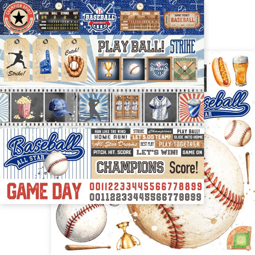 Memory Place Baseball Cardstock 12"X12"-Strike! - 5A003QXC-1HMFY - 4582248619153