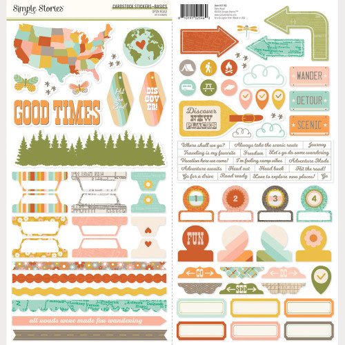 Simple Stories Basics Cardstock Stickers 12"X12"-Open Road - 5A003Q9M-1HL22 - 810191525462