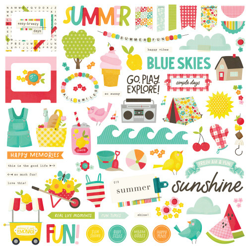 Simple Stories Chipboard Stickers 12"X12"-Sweet Summertime - 5A003Q4D-1HKKM