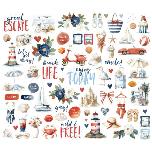 Simple Stories Bits & Pieces Die Cuts-Vintage Sand & Sea - 5A003Q52-1HKL2