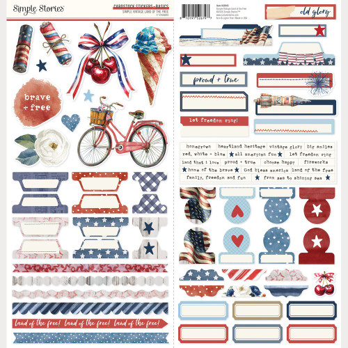 Simple Stories Basics Cardstock Stickers 12"X12"-Simple Vintage Land of The Free - 5A003Q8J-1HKV0 - 810191526797