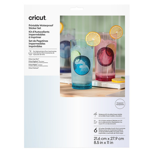 Cricut Waterproof Sticker Set 6/PC-US Letter, Transparent - 5A003M50-1HHC8 - 093573483486