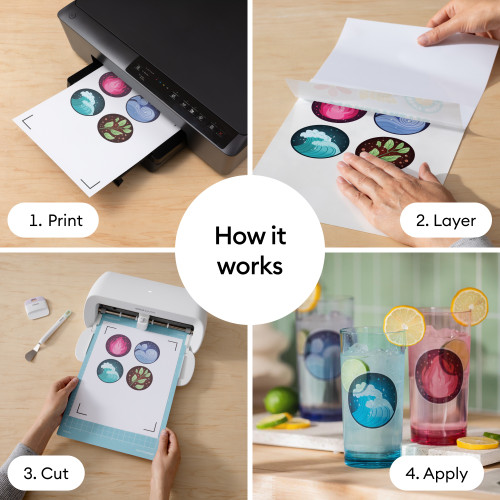 Cricut Waterproof Sticker Set 6/PC-US Letter, Transparent - 5A003M50-1HHC8