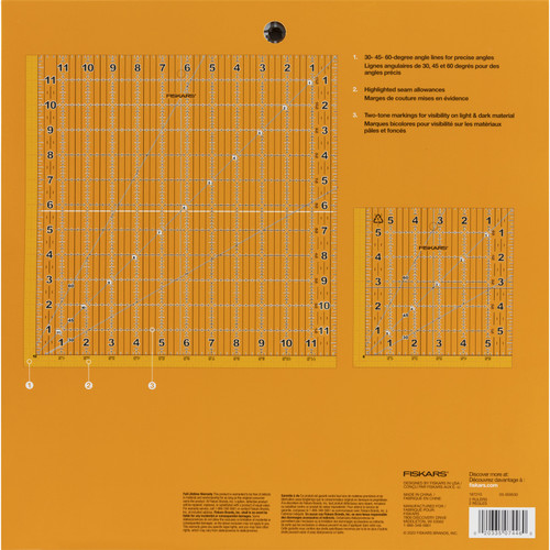Fiskars Square Sewing Ruler Set 6.5"X6.5"12.5"X12.5" 2/Pkg-Square Sewing Ruler Set - 5A003KPX-1HG5W