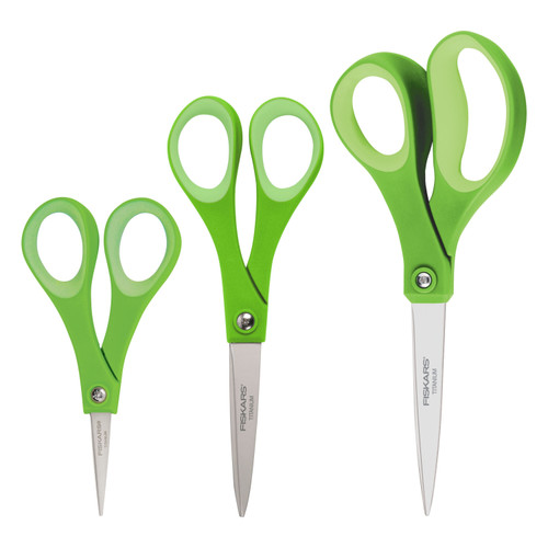 Fiskers Performance Softgrip Titanium Scissor Set 3/Pkg-Green - 5A003LT8-1HH8J