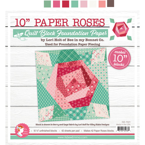 It's Sew Emma Quilt Block Foundation Paper-10" Paper Roses - 5A003Q5J-1HKMB - 669185329384