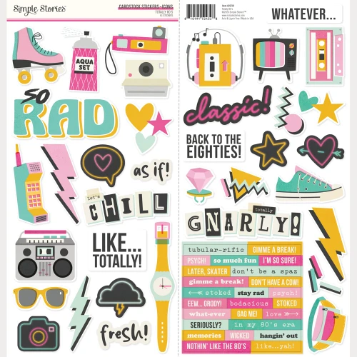 Simple Stories Icon Cardstock Stickers 12"X12"-Totally 80's - 5A003Q44-1HKJT - 810191524328
