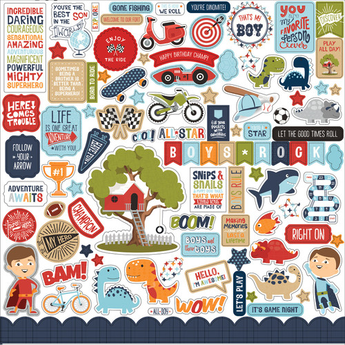 All Boy Cardstock Stickers 12"X12"-Elements - LB207014 - 787790124610