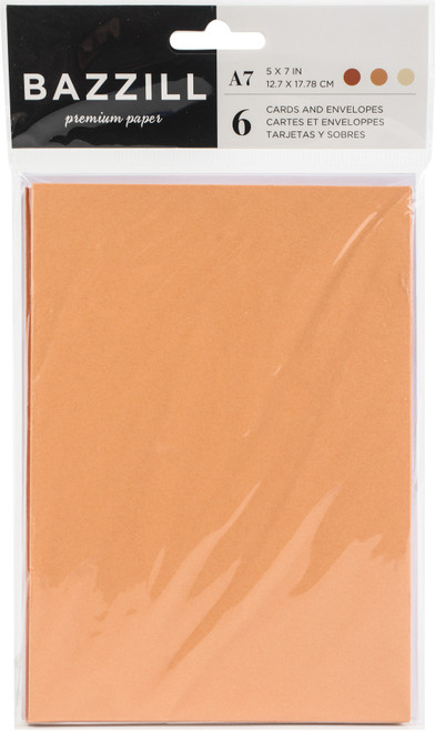 Bazzill Cards W/Envelopes 5"X7" 6/Pkg-Oranges - BZA76-00108 - 846523001083