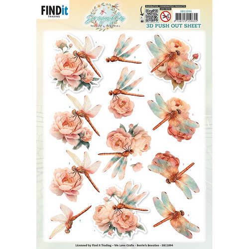 10 Pack - Find It Trading Dragonflies 3D Pushout Sheet-Blush - 5A003PDQ-1HJT6 - 8718715159655