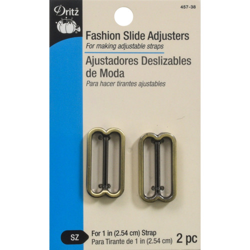 Dritz Fashion Slide Adjusters For 1" Strap 2/Pkg-Antique Brass - 457-38 - 072879289947