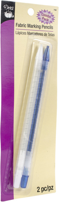 Dritz Retractable Water Soluble Fabric Marking Pencils 2/Pkg-Blue & White - 758