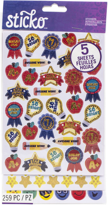 Sticko Themed Flip Pack Stickers 259/Pkg-Teacher - 52-60160 - 015586938852
