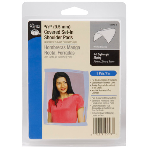 Dritz 3/8" Covered Set-In Shoulder Pads 2/Pkg-White - 53073-9 - 072879256277