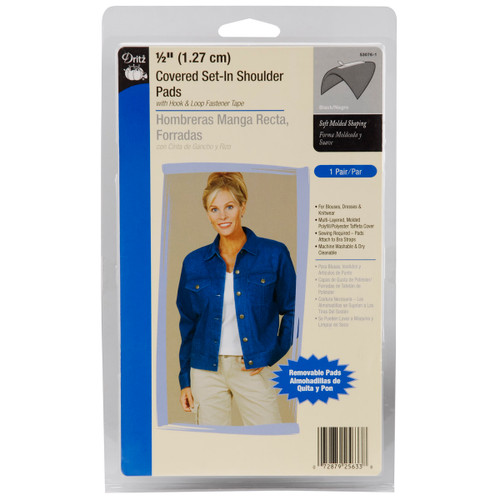 Dritz 1/2" Covered Set-In Shoulder Pads 2/Pkg-Black - 53076-1 - 072879256338