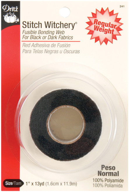 Dritz Stitch Witchery Fusible Bonding Web Regular Weight-1"X13yd Black - 241 - 072879264845