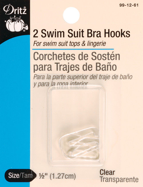 Dritz Swimsuit Bra Hook 1/2" Wide 2/Pkg-Clear - 99-12 61 - 072879102628