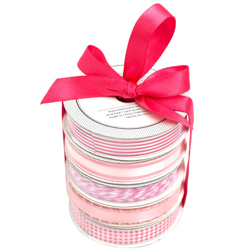 American Crafts Premium Ribbon & Twine 5/Pkg-Spring Pink - 340671 American Crafts Premium Ribbon & Twine 5/Pkg-Spring Pink - 340671