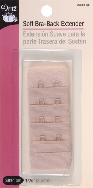 Dritz Soft Bra-Back Extender 1-1/4"-Beige 2 Hooks - 56612 - 072879140491