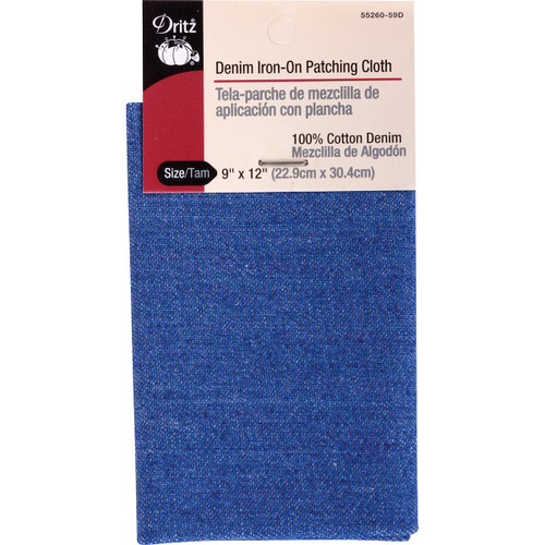 Dritz Denim Iron-On Patching Cloth 9"X12" 1/Pkg-Faded Blue - 55260-59 - 072879151275