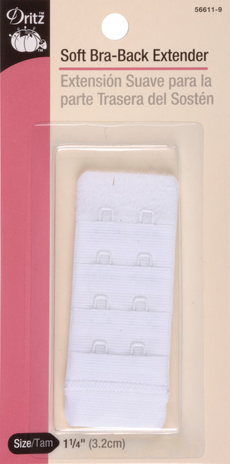 Dritz Soft Bra-Back Extender 1-1/4"-White 2 Hooks - 56611 - 072879140101