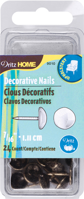 Dritz Home Decorative Nails 7/16" 24/Pkg-Antique Brass Hammered Head - 9010 - 072879115192