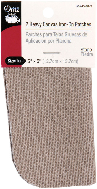 Dritz Iron-On Heavy Canvas Patches 5"X5" 2/Pkg-Stone - 55245-9AC - 072879267198