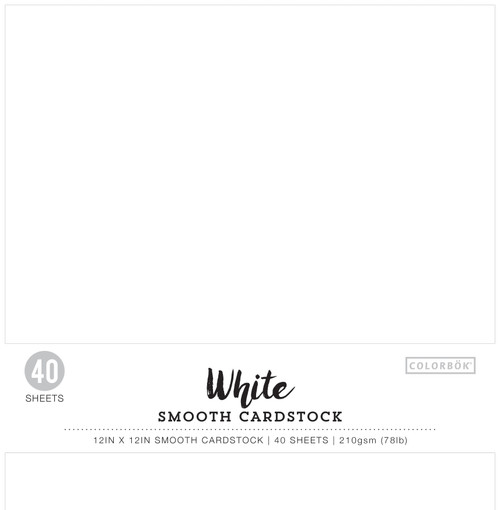Colorbok 78lb Smooth Cardstock 12"X12" 40/Pkg-White - 74292 - 765468742922