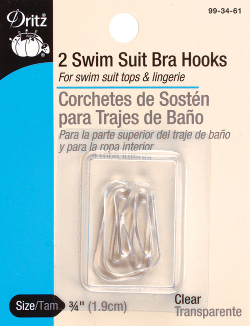 Dritz Swimsuit Bra Hook 3/4" Wide 2/Pkg-Clear - 99-34 61 - 072879102635