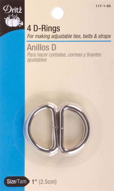 Dritz Metal "D" Rings 1" 4/Pkg-Nickel - 117-1-65 - 072879102420