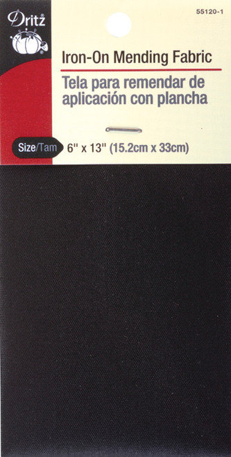 Dritz Iron-On Mending Fabric-Black 6"X13" - 55120-1 - 072879150056