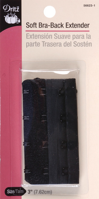 Dritz Soft Bra-Back Extender 3"-Black 4 Hooks - 56623 - 072879140620