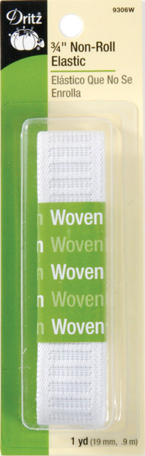 Dritz Non-Roll Woven Elastic 3/4"X1yd-White - 9306-W - 072879093063