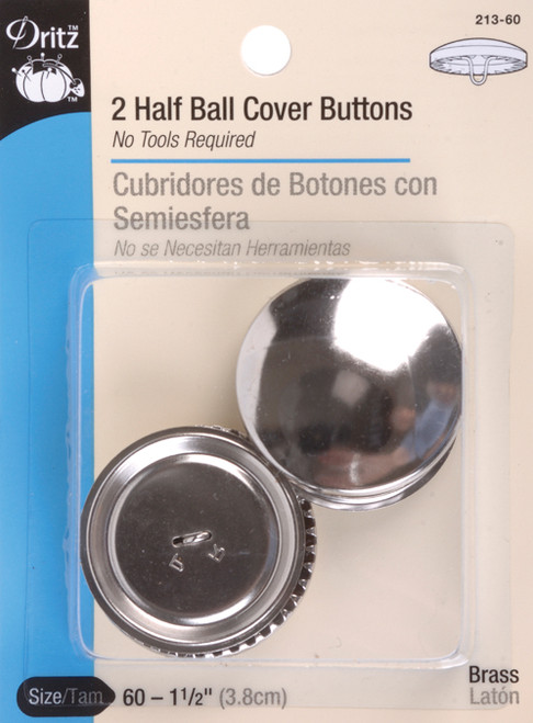 Dritz Half-Ball Cover Buttons-Size 60 1-1/2" 2/Pkg - 213 60 - 072879113525