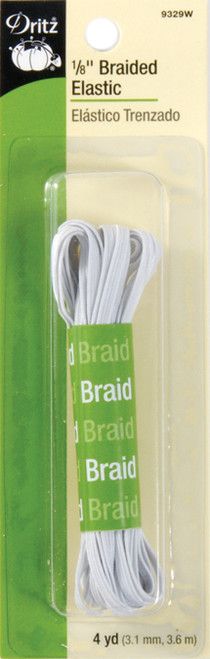 Dritz Braided Elastic 1/8"X4yd-White - 9329-W - 072879093292