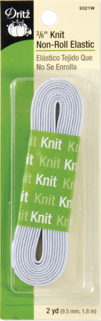 Dritz Non-Roll Knit Elastic 3/8"X2yd-White - 9321-W - 072879093216