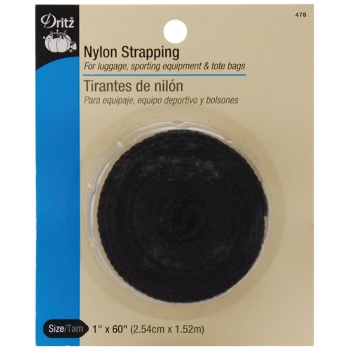 Dritz Nylon Strapping 1"X60"-Black - 478 - 072879260366