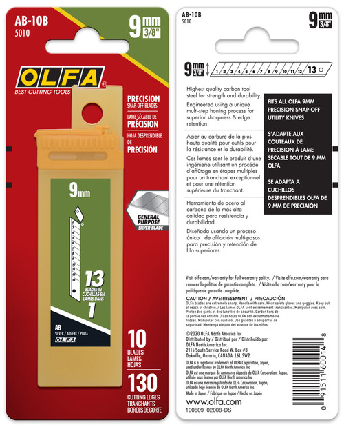 OLFA Snap-Off Utility Knife Replacement Blades 10/Pkg-For 5018 - 5010