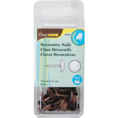 Dritz Home Upholstery Decorative Nails 7/16" 24/Pkg-Antique Copper - 44281 - 072879442816