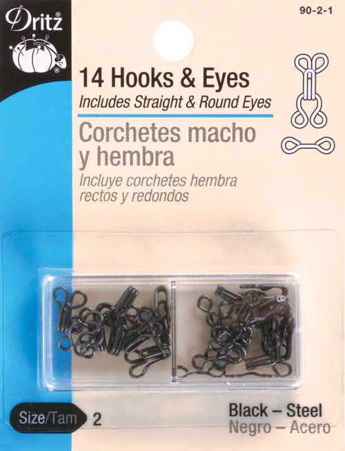 Dritz Hooks & Eyes Size 2 14/Pkg-Black - 90-2-1 - 072879101560